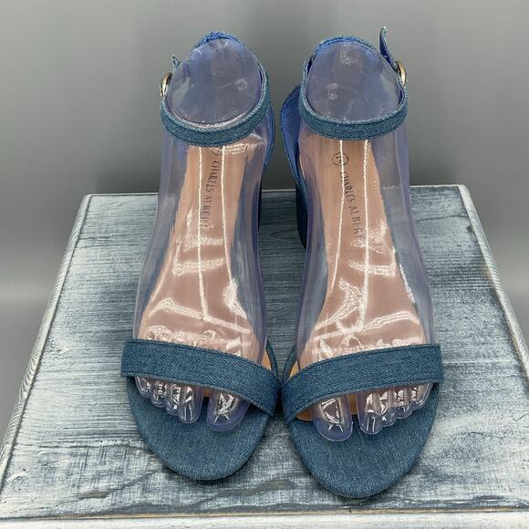 Charles Albert Women’s Block heel Denim Sandals Blue Size 7 - Picture 3 of 10